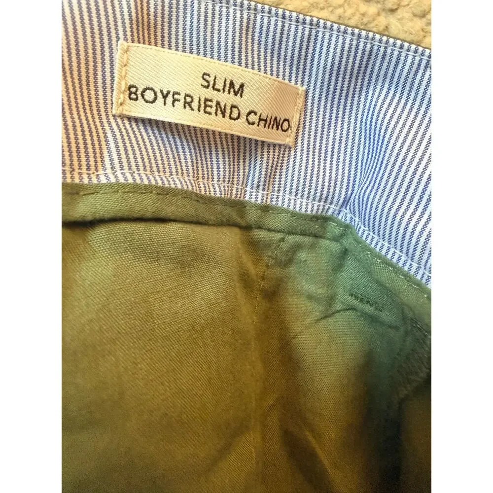 NWT J.Crew Slim Boyfriend Chino Pants Olive Green Size 30 AV254